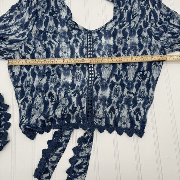 Sea‎ Gypsies Top Bell Sleeves Cropped Crochet Detail Boho V Neck Festival - Picture 9 of 11